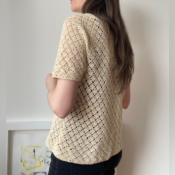 90’s vintage yellow crochet open cardigan / medium - Picture 3 of 9